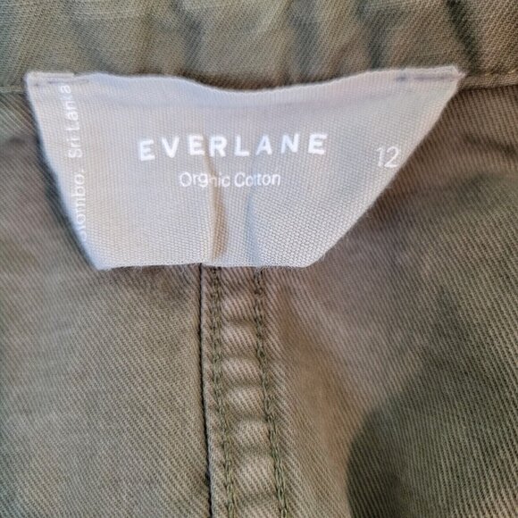 Everlane Women Size 12 Organic Cotton Jumpsuit Boiler Suit Green Short Sleeve - Picture 11 of 12